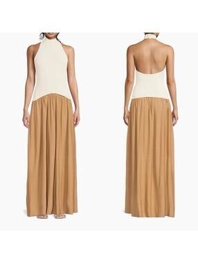 $348 Solid & Striped Halter Soglio Maxi Ecru Dress - Sz XS
